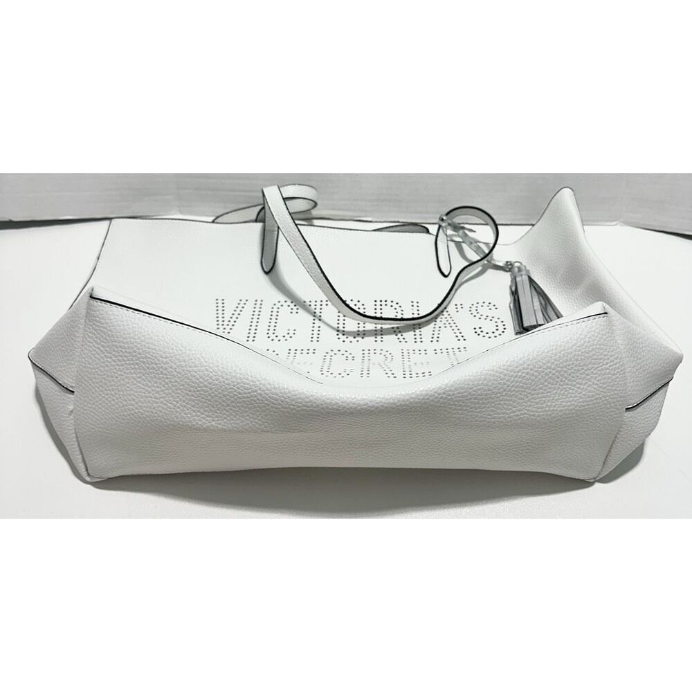 Victoria's Secret Women's Tassel Double Strap Tote Bag White - Picture 7 of 10